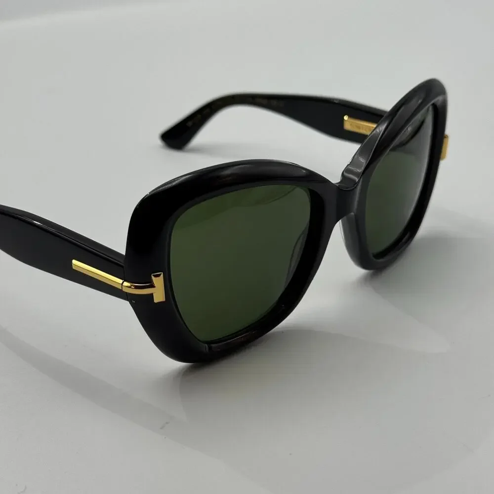 Tom Ford Sunglasses Icon TF1279 01N Black Butterfly Frame Green Lens 55mm New